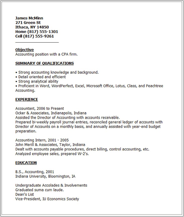Resume Examples For 2nd Job