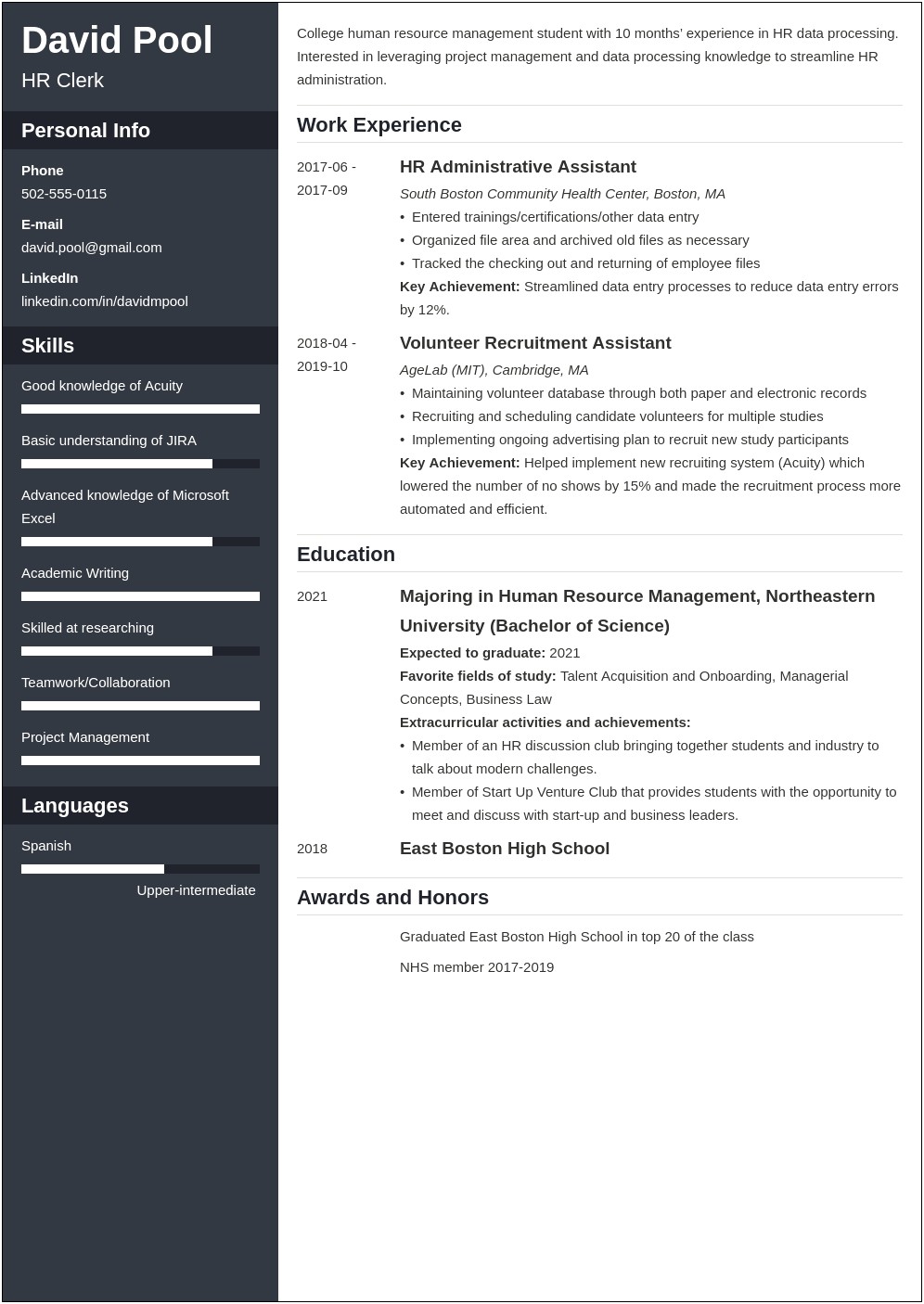 Resume Examples For A Freshmen In College