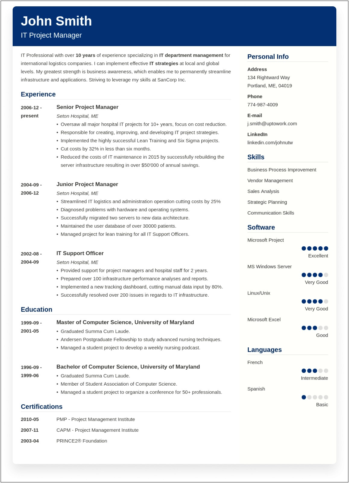 Resume Examples For A Job Application