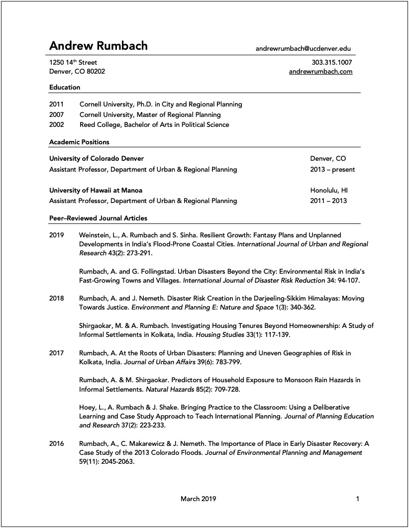 Resume Examples For A Person With A Phd