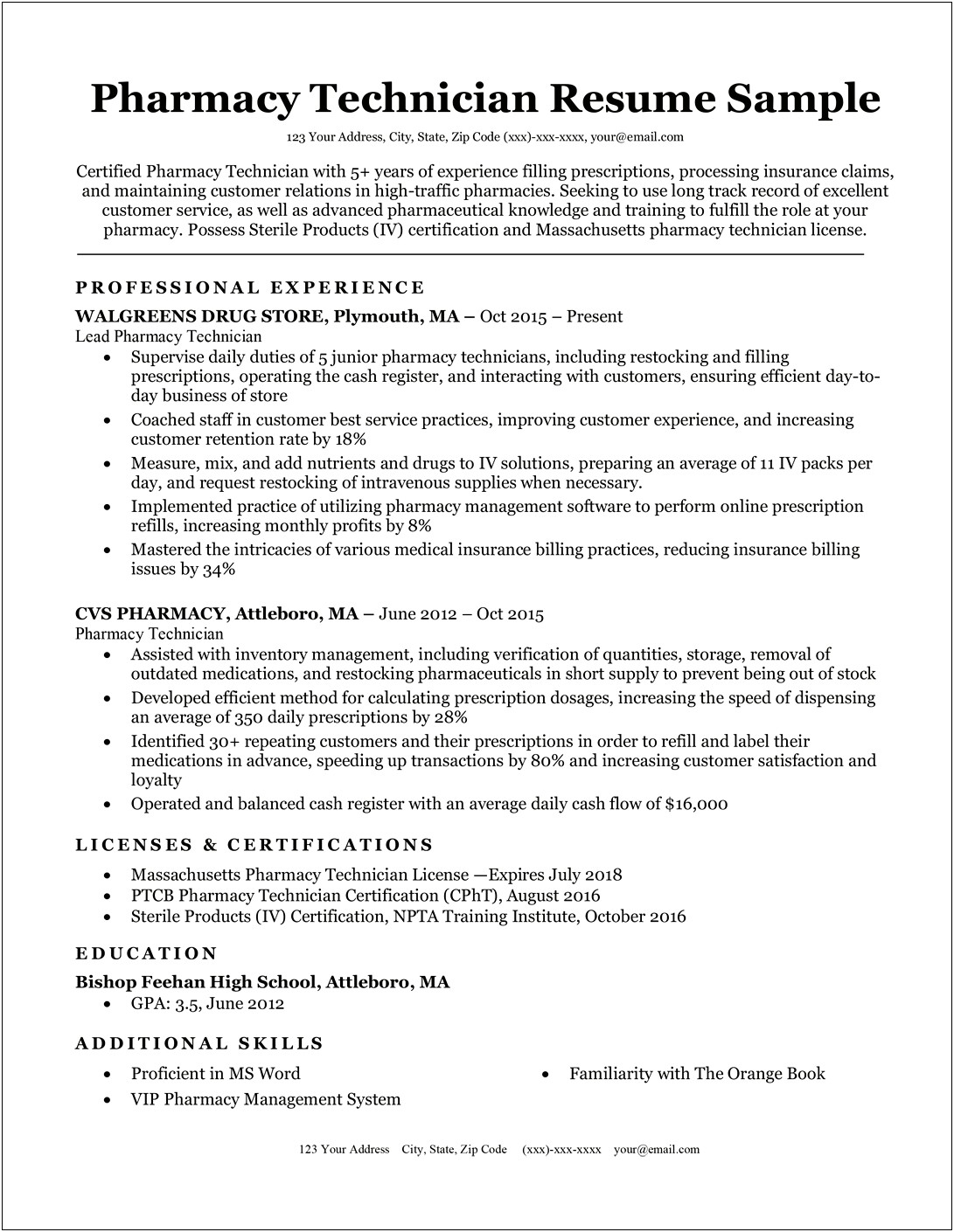 Resume Examples For A Technician