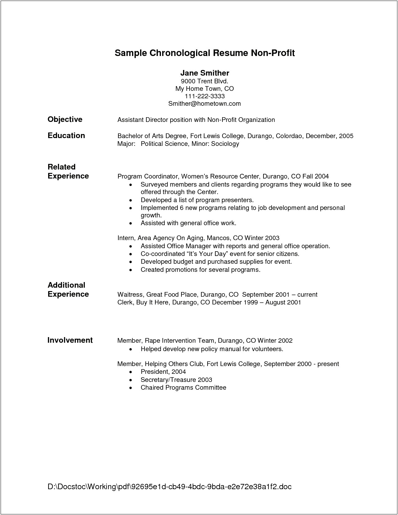 Resume Examples For A Waiter