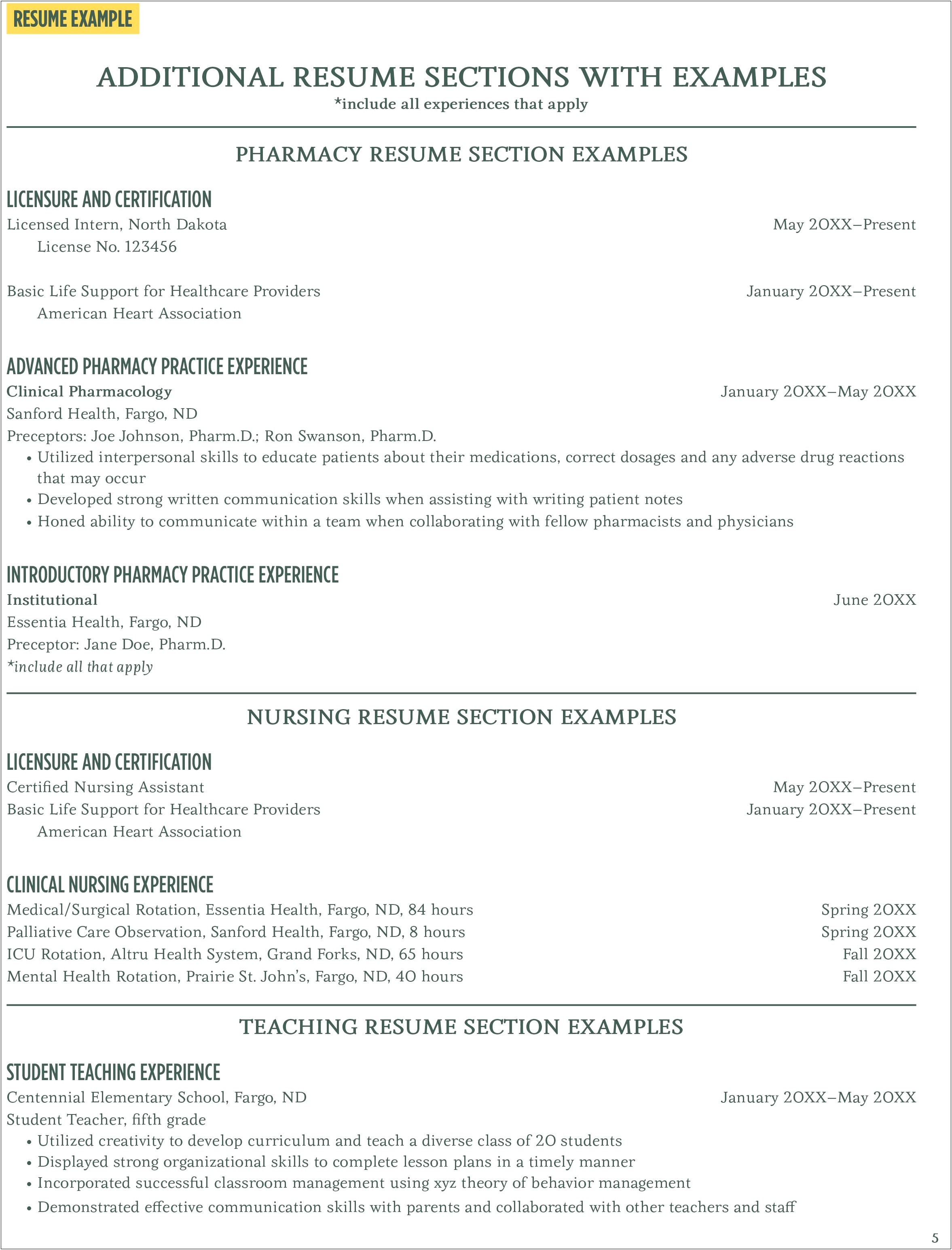 Resume Examples For Additional Skills