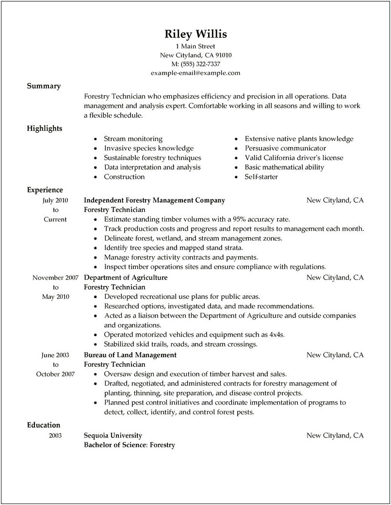 Resume Examples For Agriculture Jobs