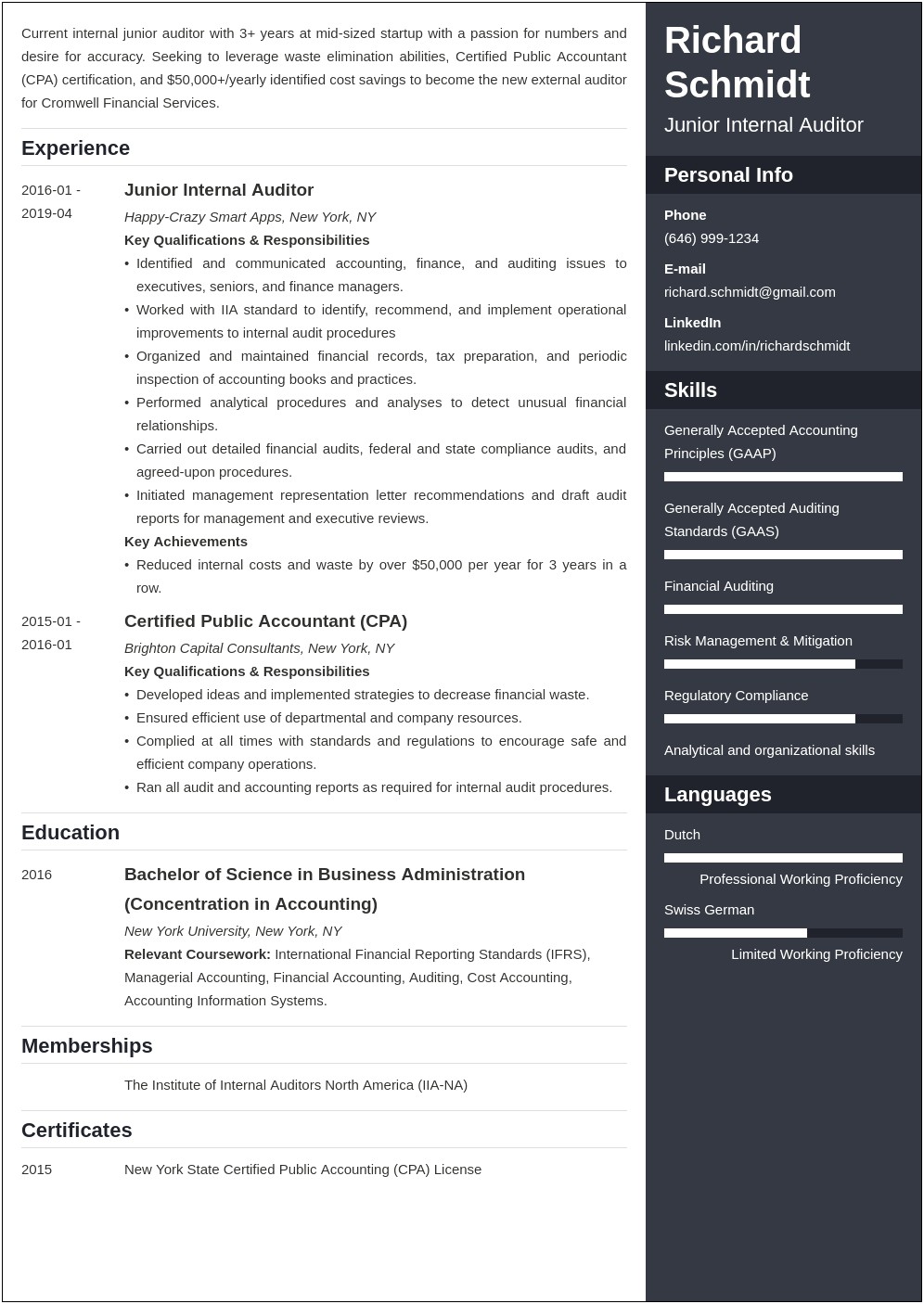 Resume Examples For Auditing Uc Berkeley