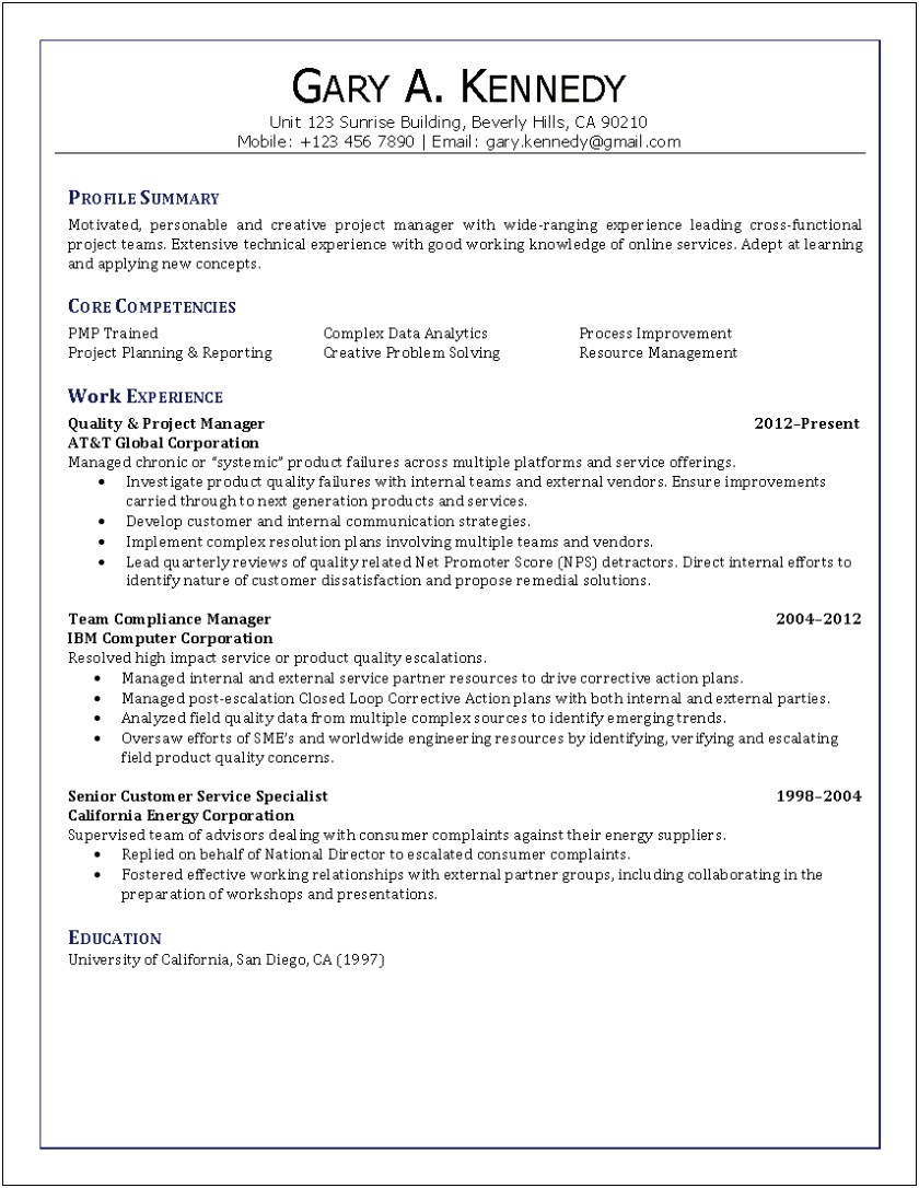 Resume Examples For Compliance Officer