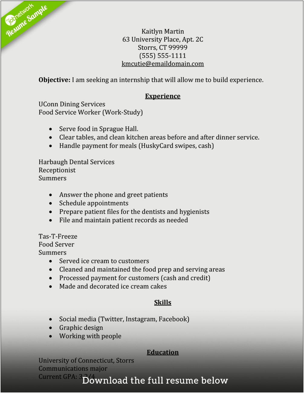 Resume Examples For Current College Students