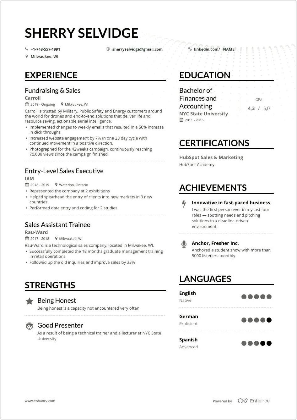 Resume Examples For Entry Level Accounting