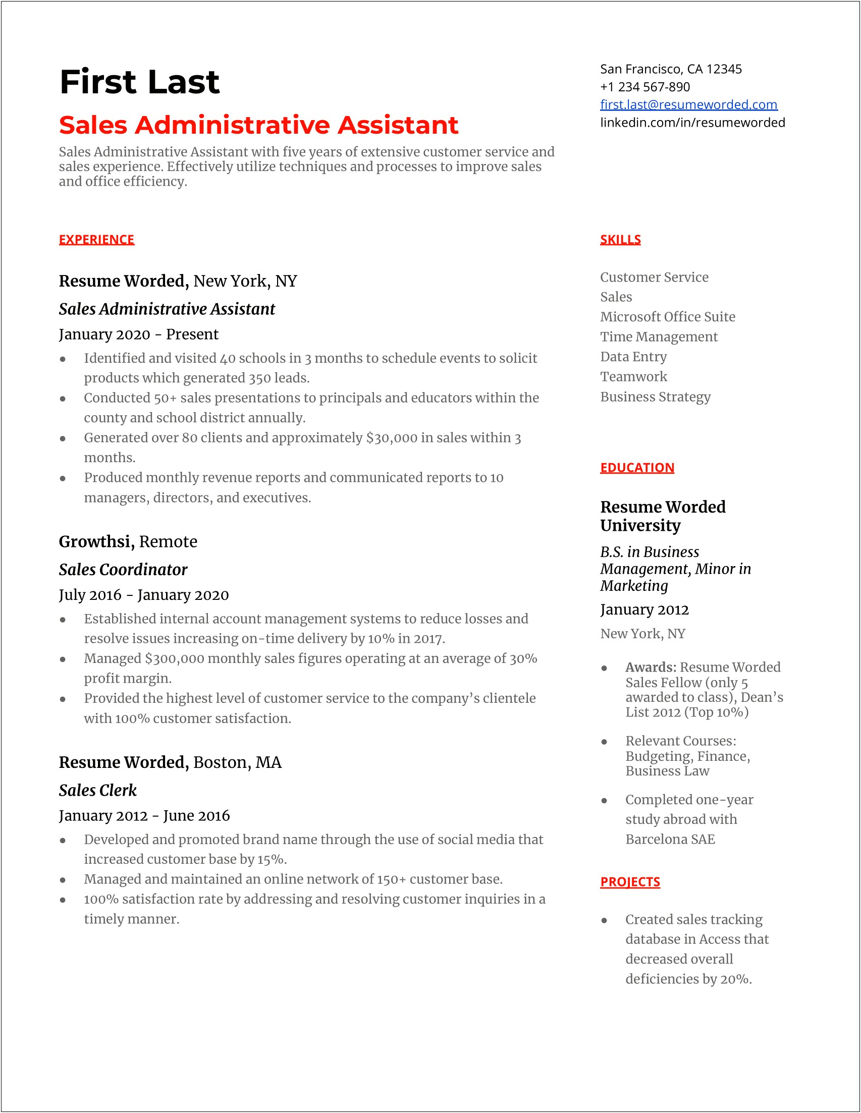 Resume Examples For Entry Level Sales Associate