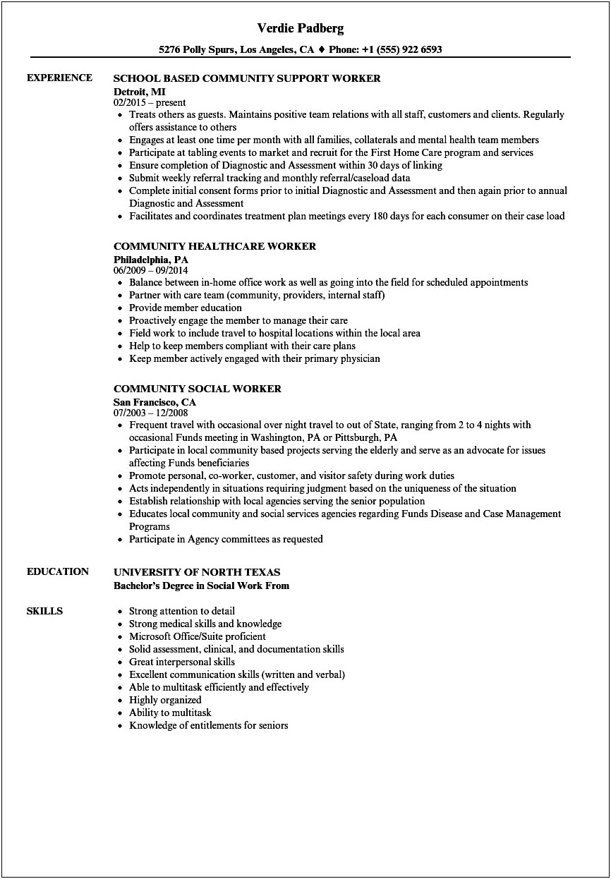 Resume Examples For Healthcare Workers