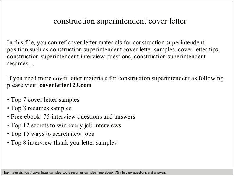 Resume Examples For Highway Superintendent