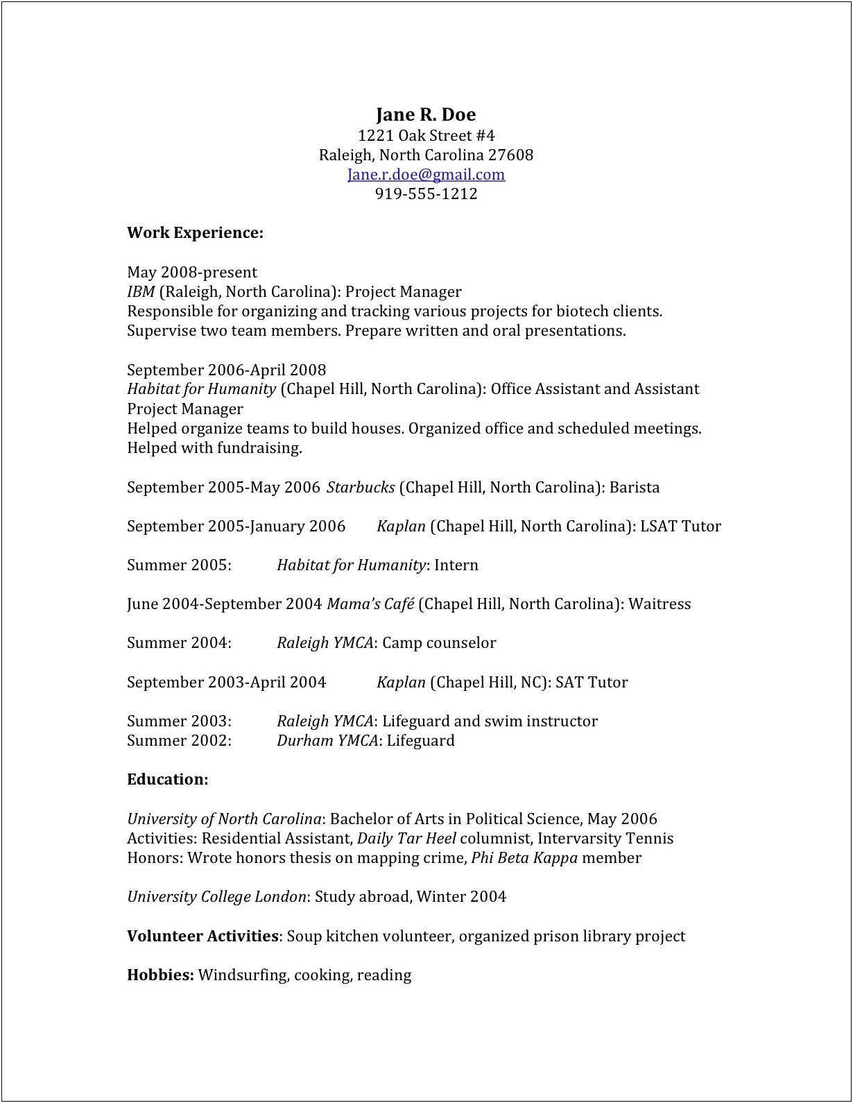 Resume Examples For Law School Applications