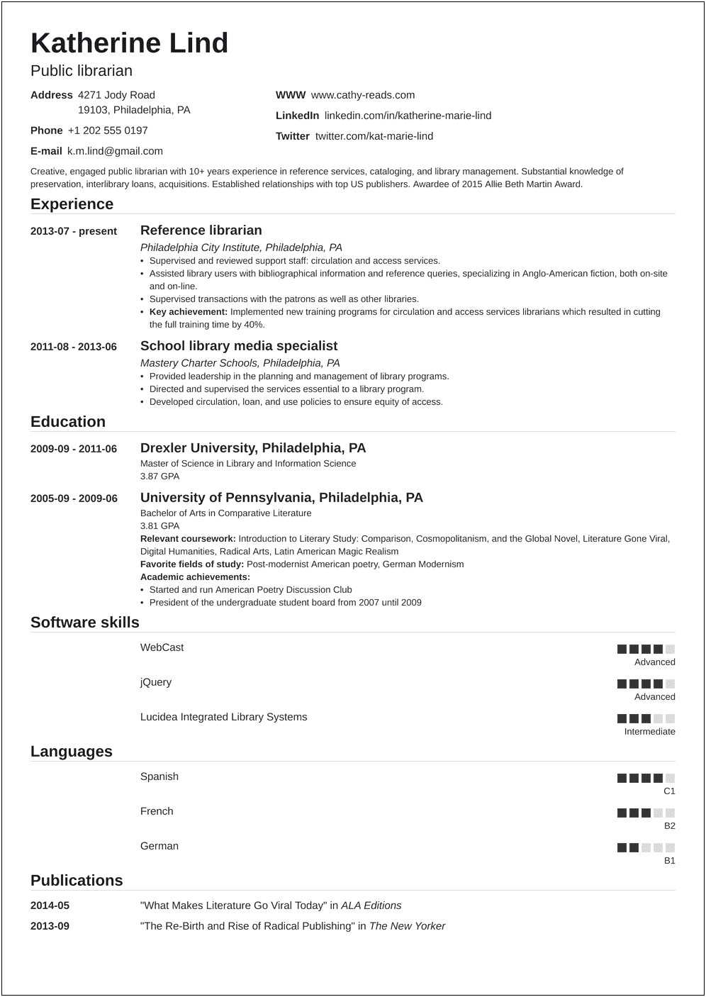 Resume Examples For Library Circulation