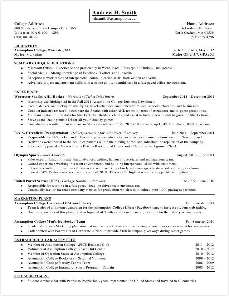 Resume Examples For Material Handler