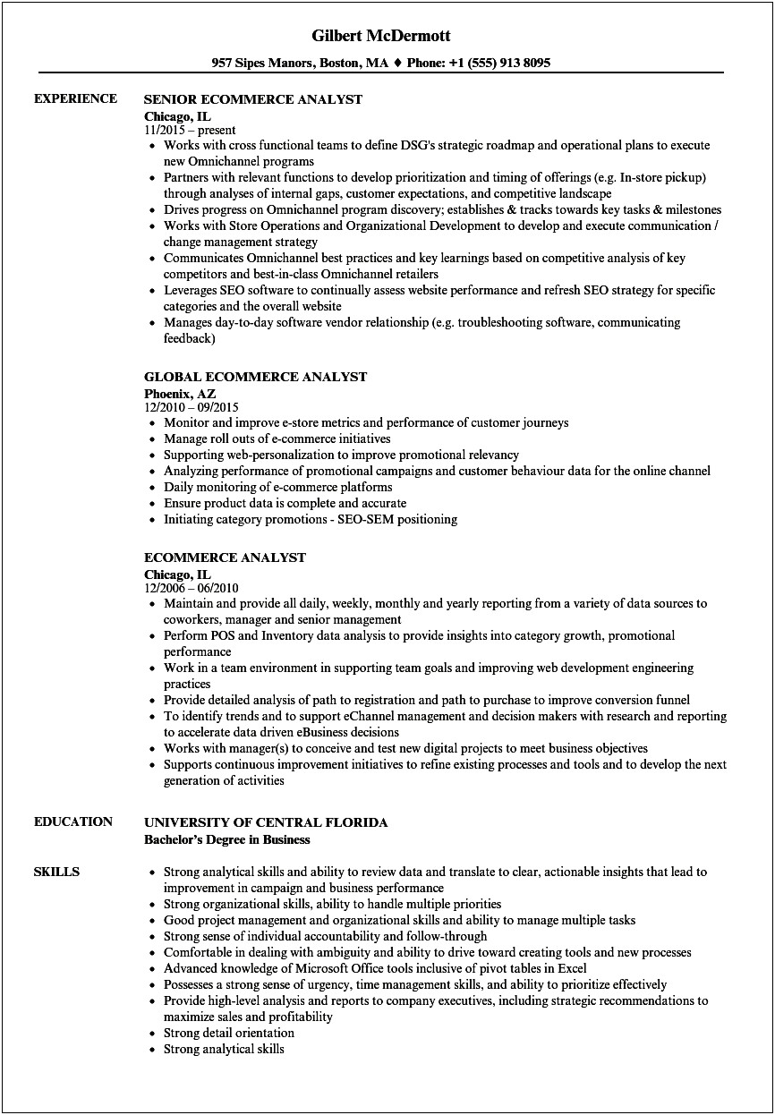 Resume Examples For Merchandise Specialist