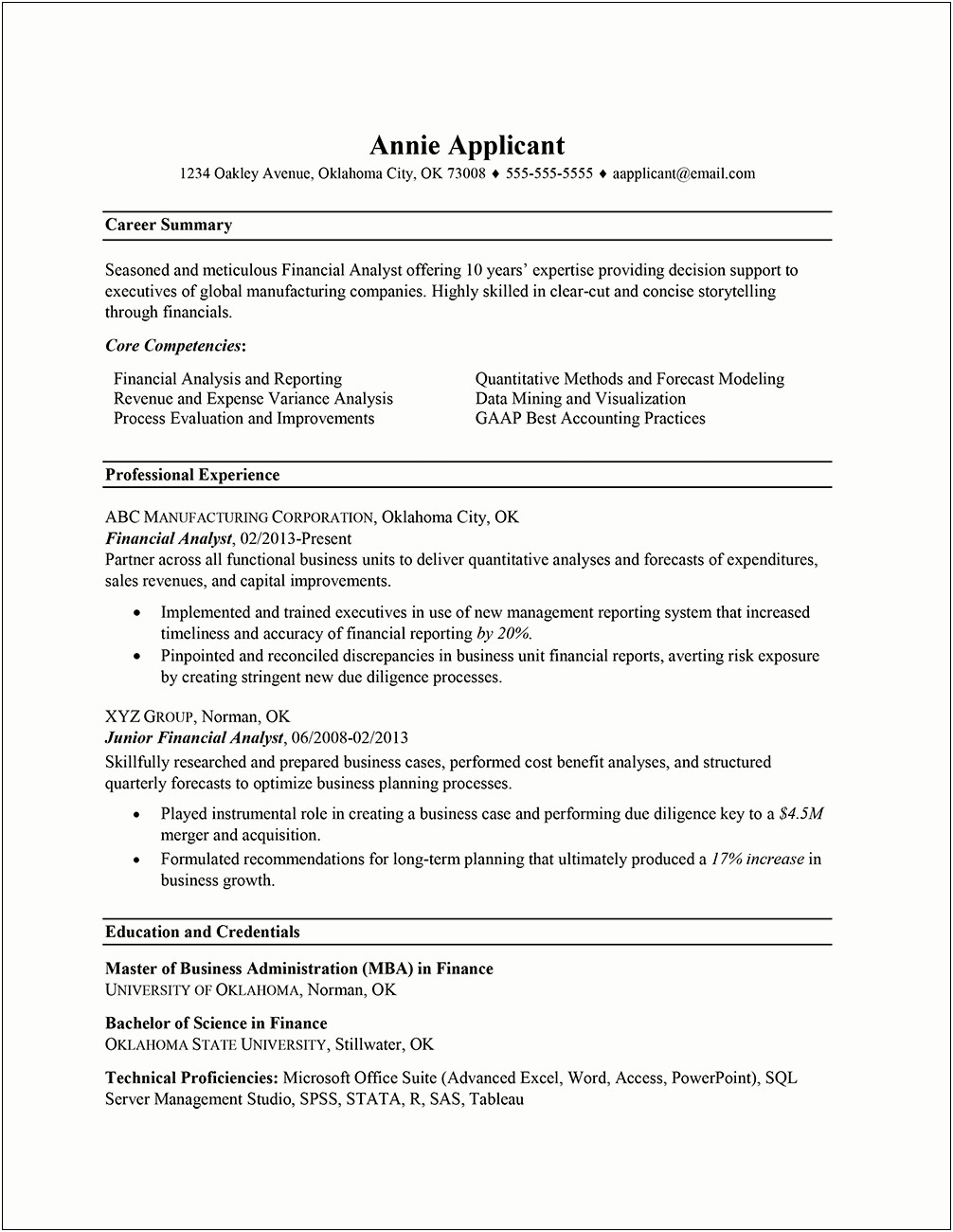 Resume Examples For Mid Career