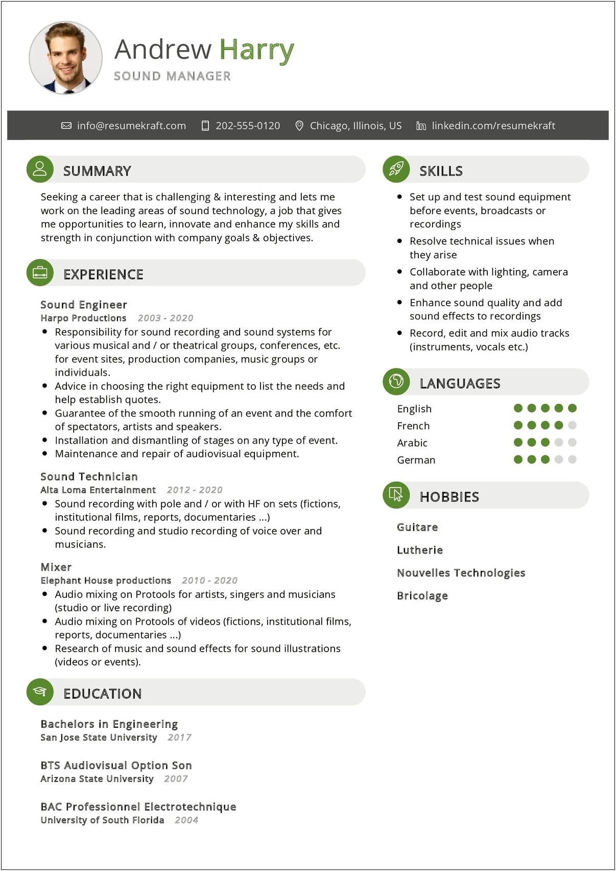 Resume Examples For Music Industry Jobs