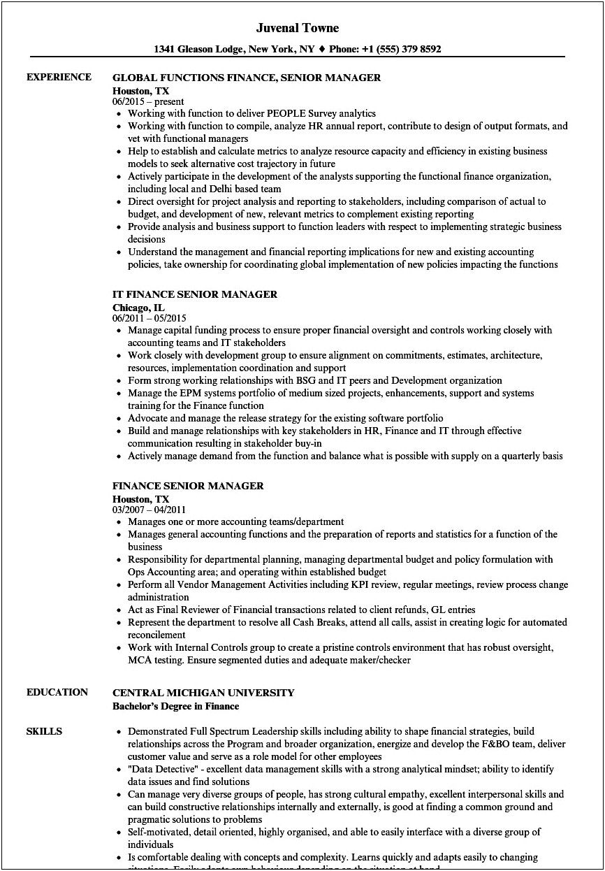 Resume Examples For Older Managers