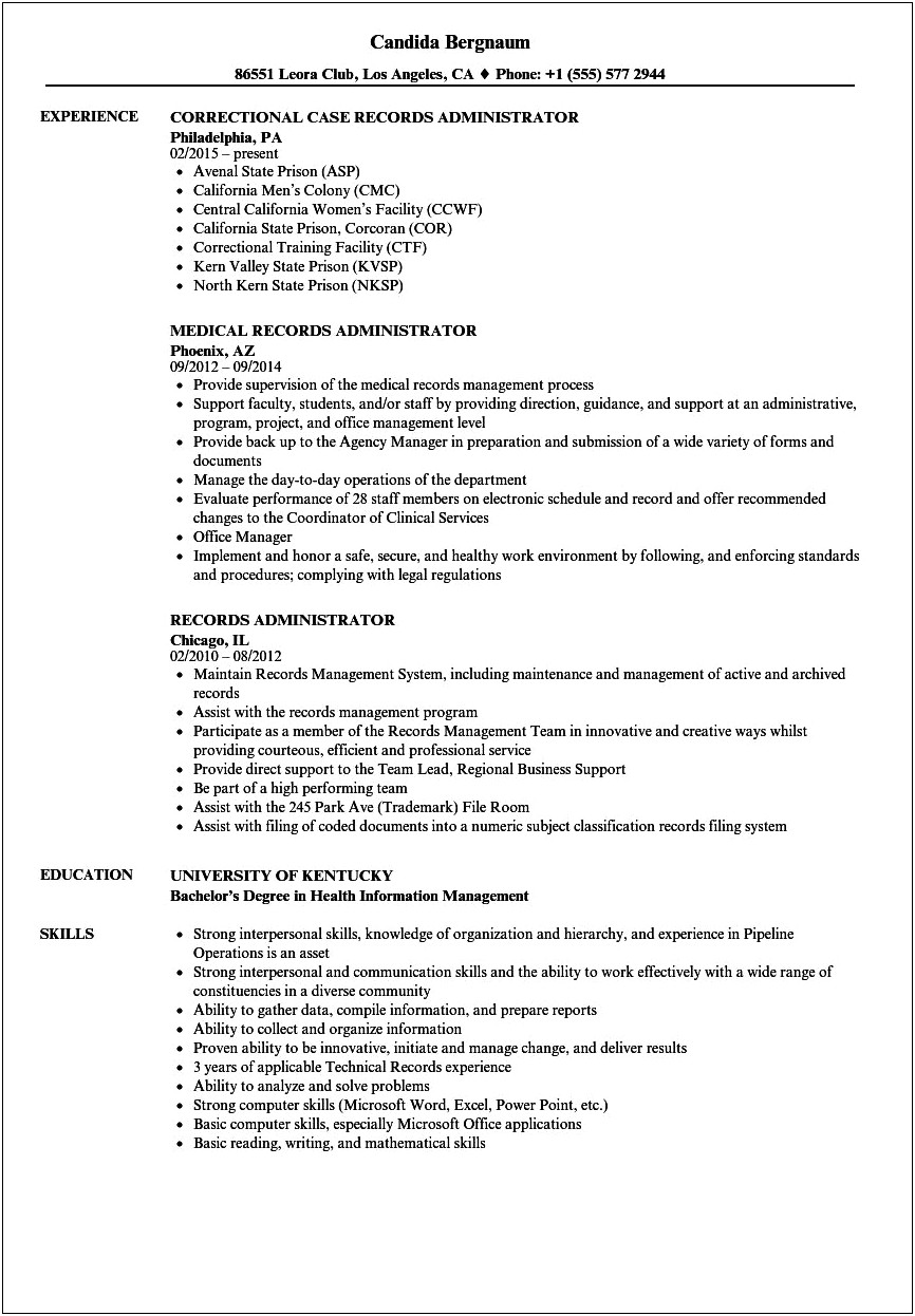 Resume Examples For Parole Officers