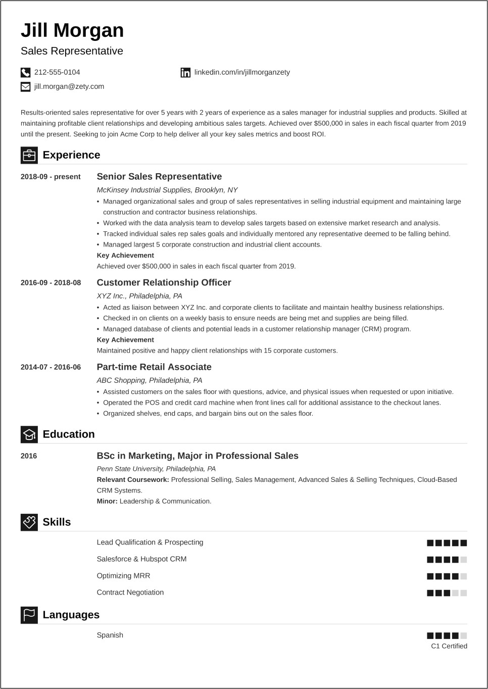 Resume Examples For Pre Sales
