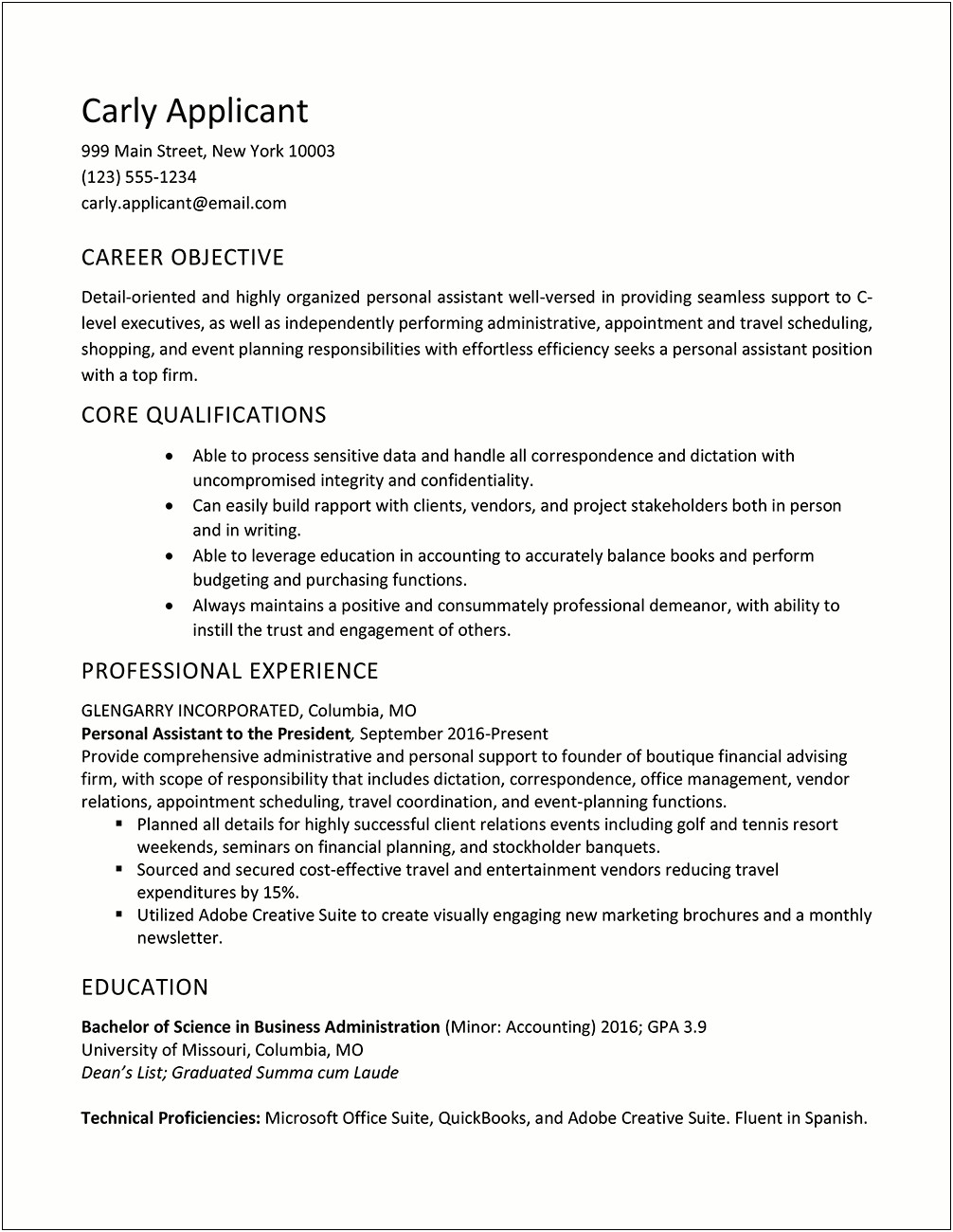 Resume Examples For Purchasing Assistant