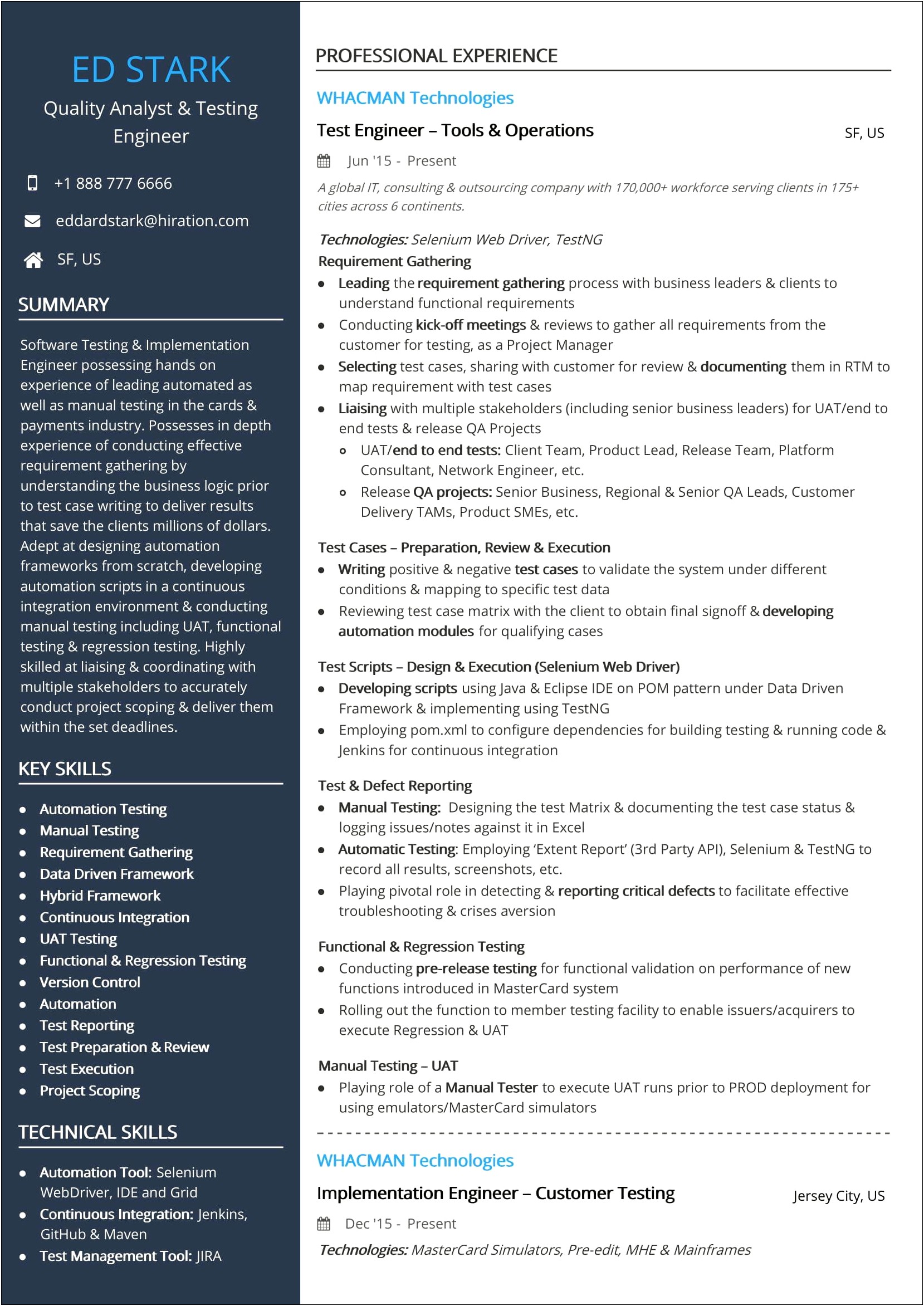 Resume Examples For Qa Lead