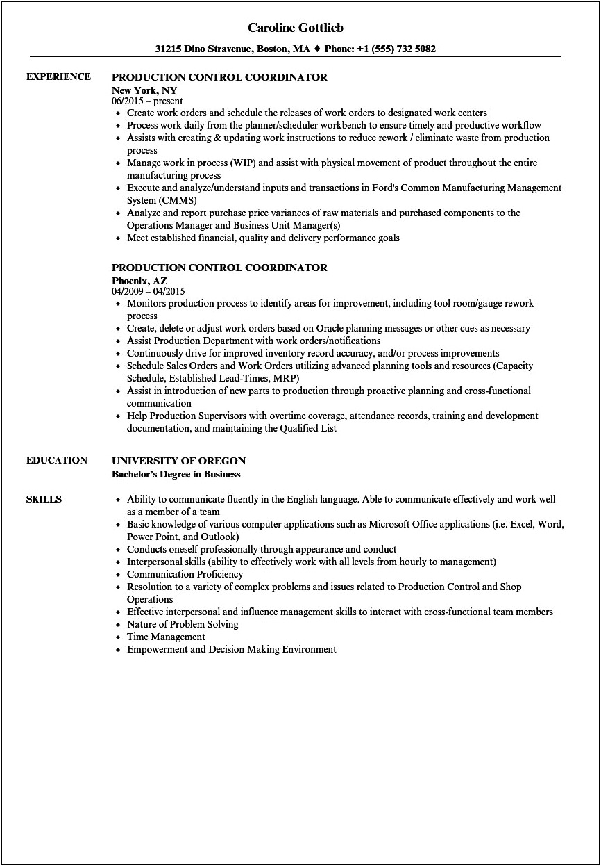 Resume Examples For Recycling Coordinator Jobs