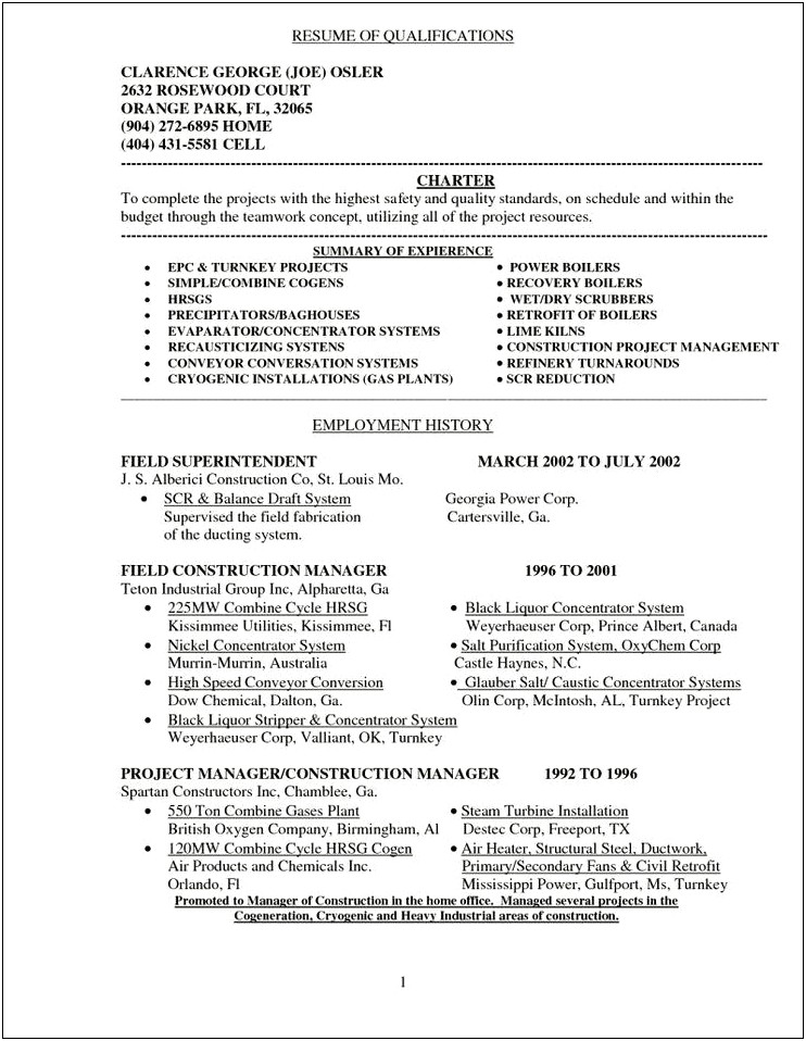 Resume Examples For Refinery Jobs
