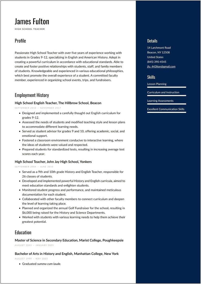 Resume Examples For Retired Person