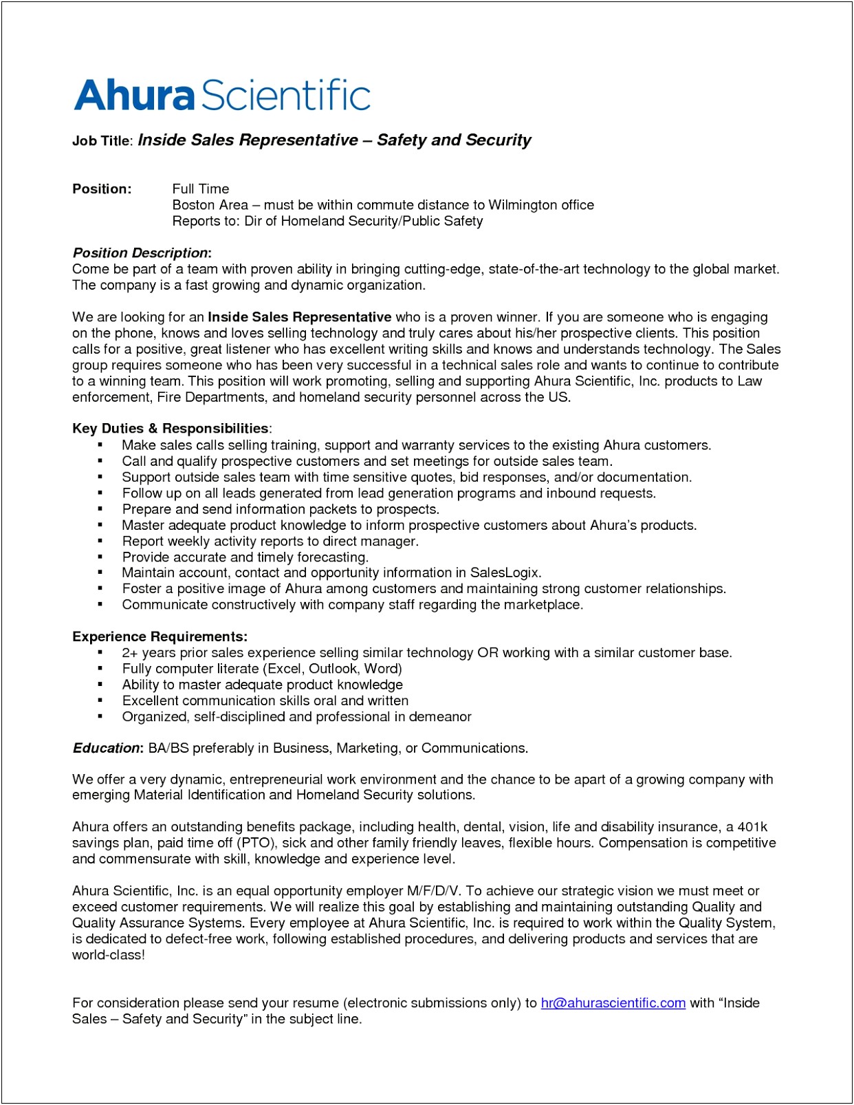 Resume Examples For Sales Manager Position