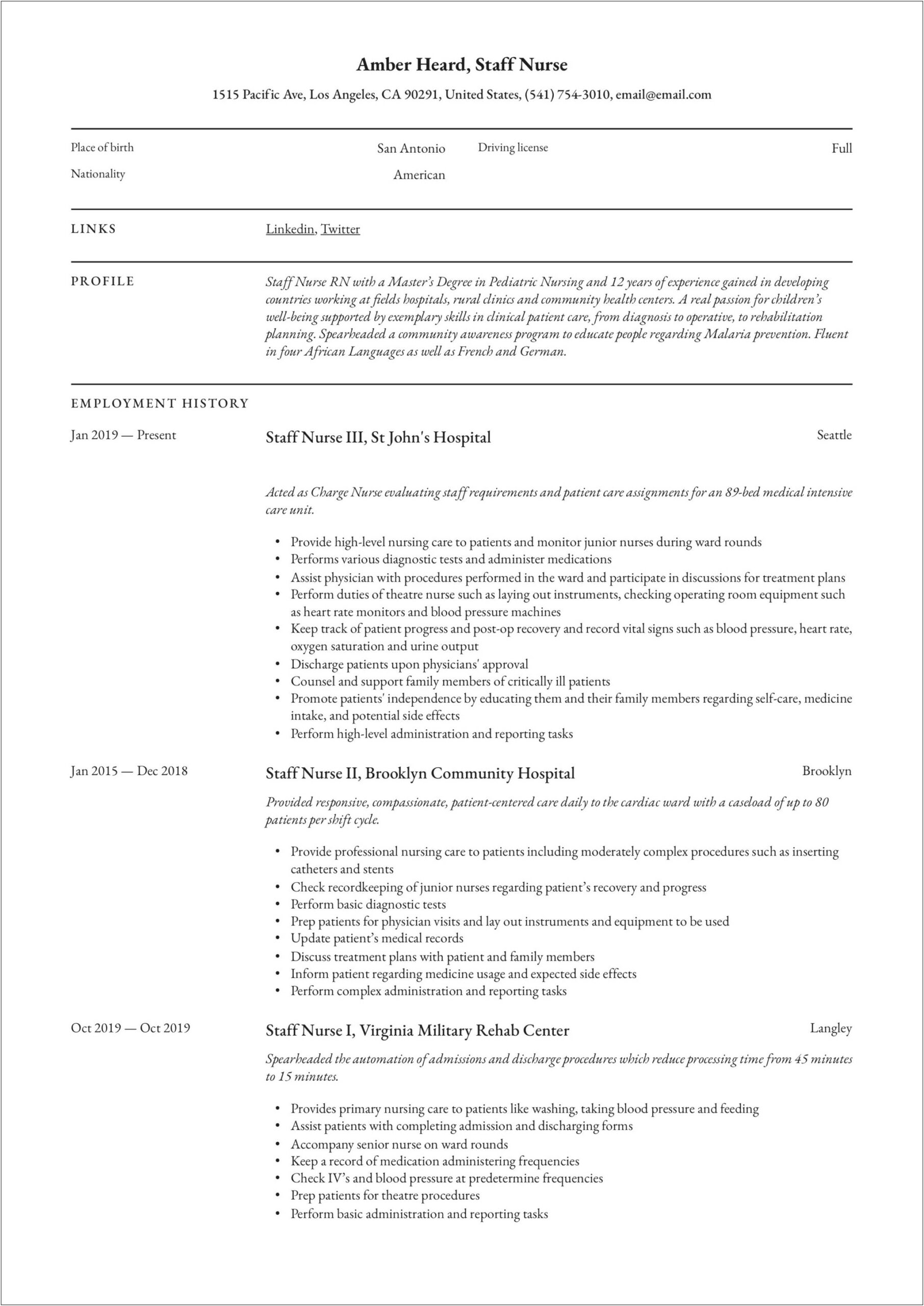 Resume Examples For Same Day Surgery Nurse