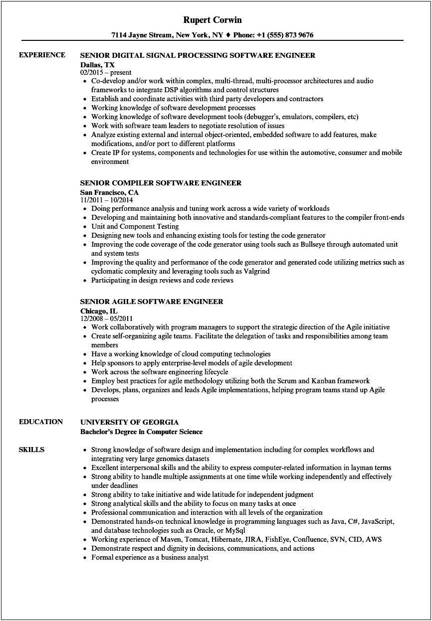 Resume Examples For Senior Engineers