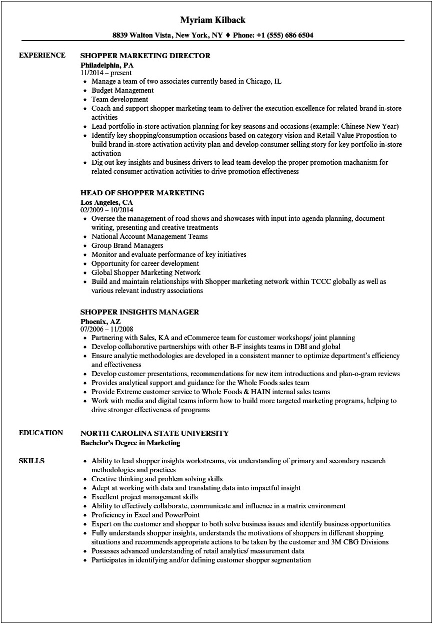 Resume Examples For Shopback Workers At Walmart