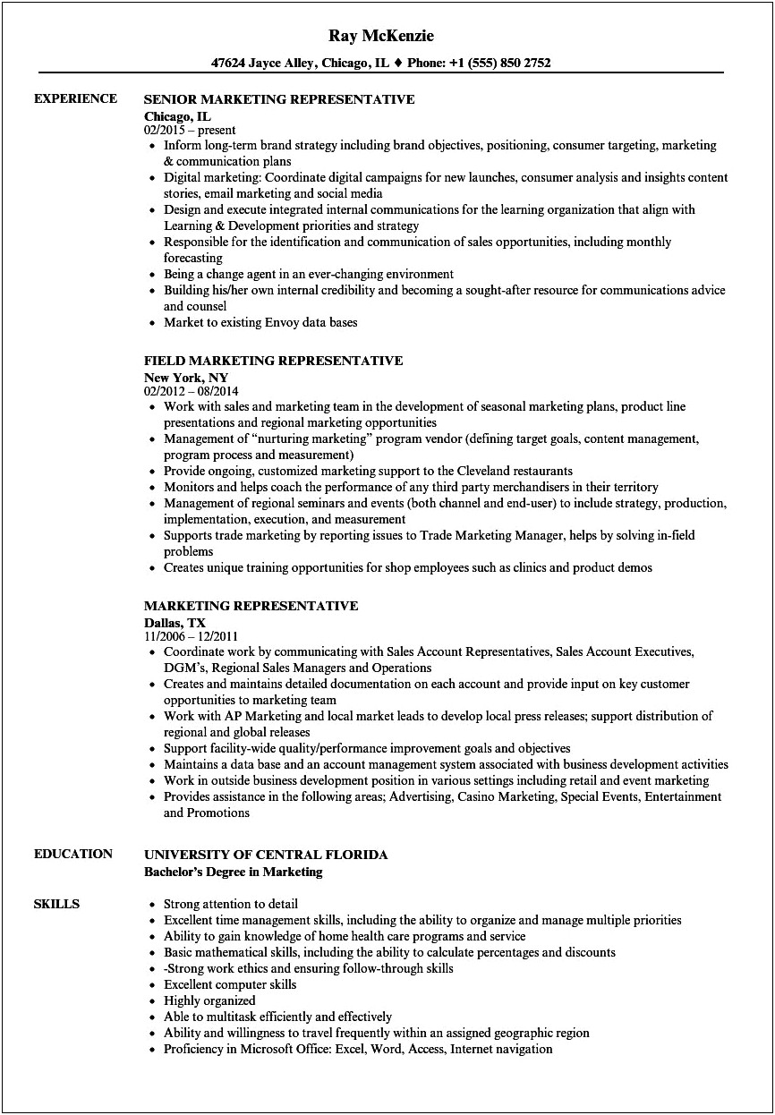 Resume Examples For Timeshare Sales