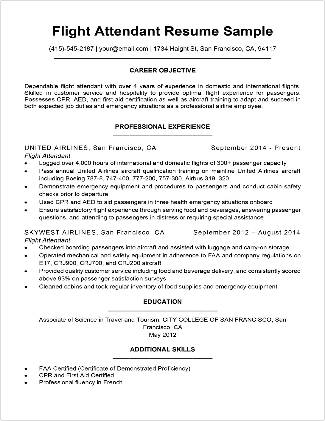 Resume Examples For Travel Industry