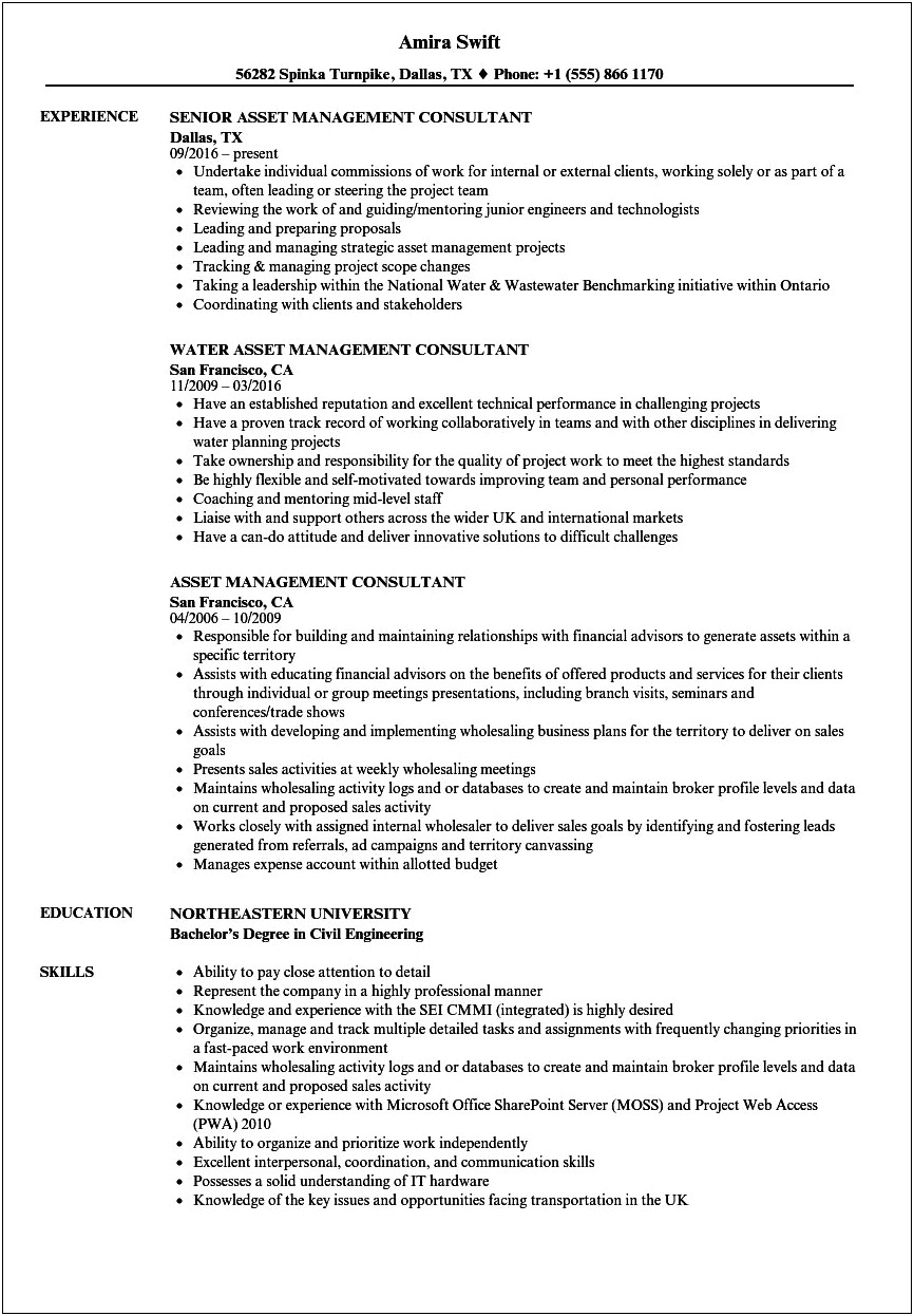 Resume Examples For Wealth Management Client Services Examples