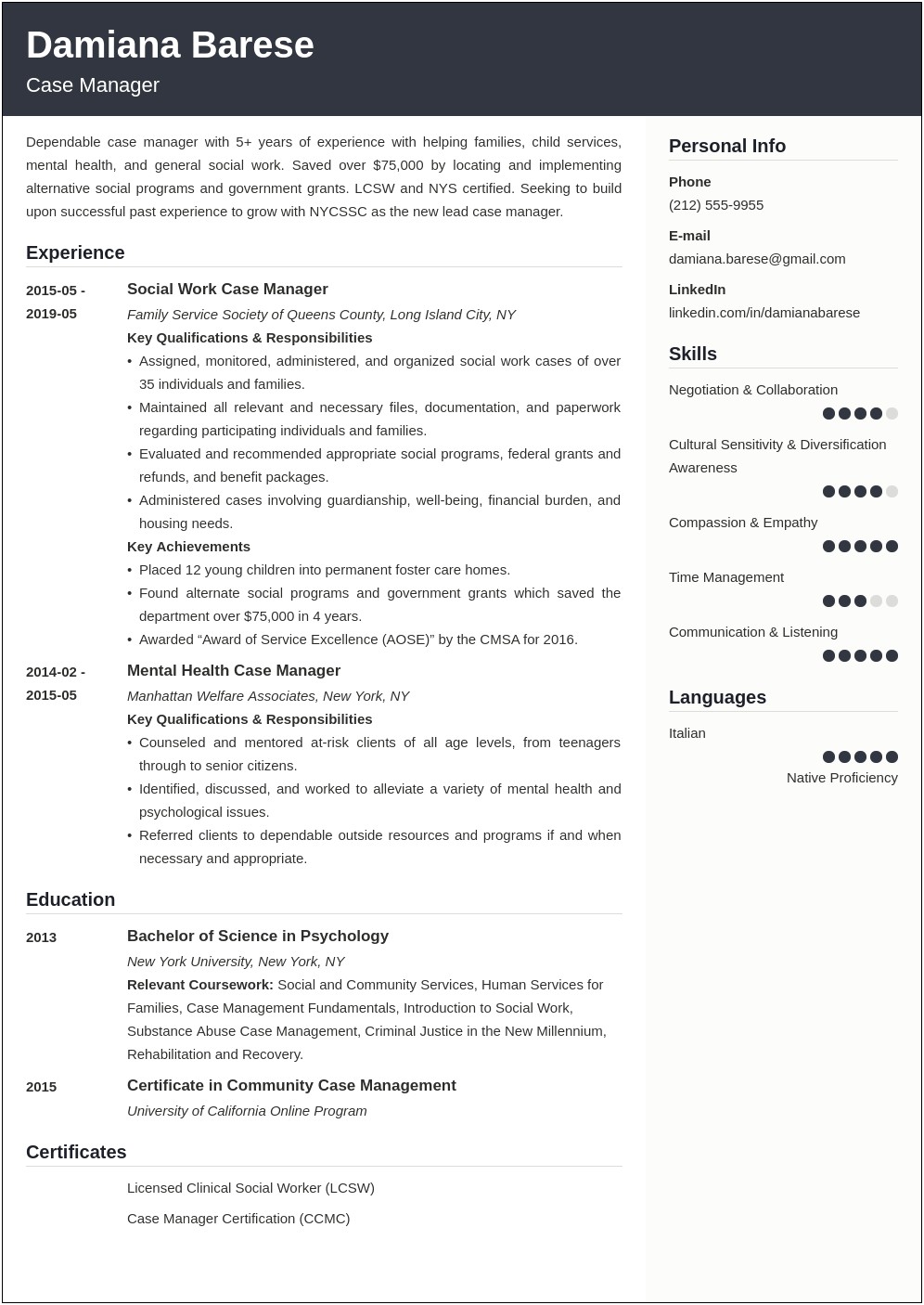 Resume Examples Gang Violence Manager