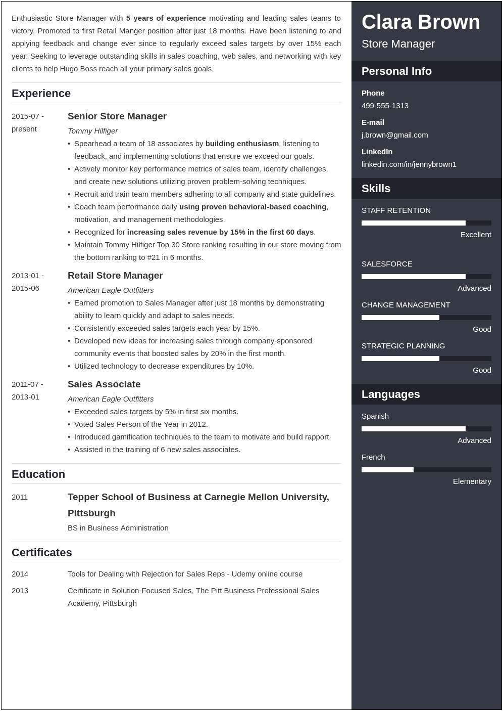 Resume Examples Grocery Store Manager