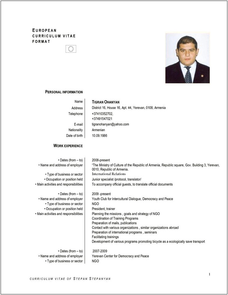Resume Examples In English Doc