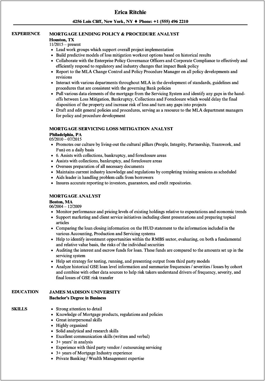 Resume Examples Loan Quality Control