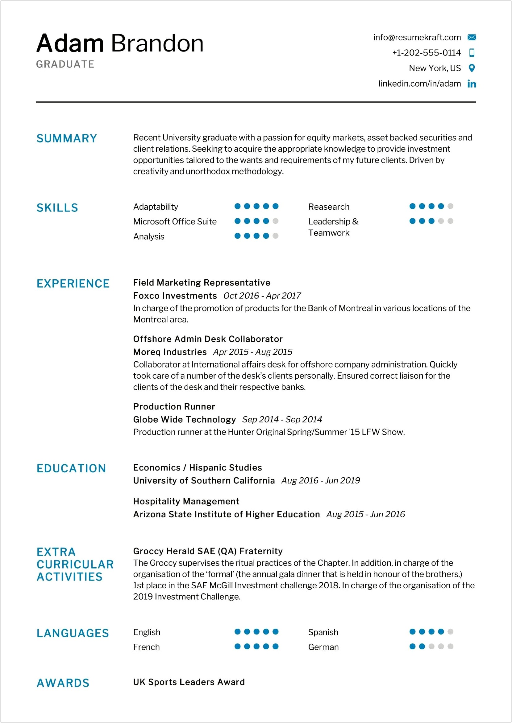 Resume Examples Of A New Graduate