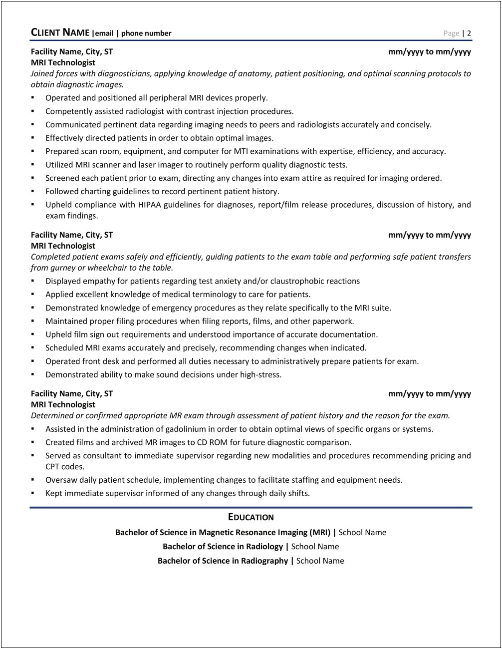 Resume Examples Of Imaging Managers