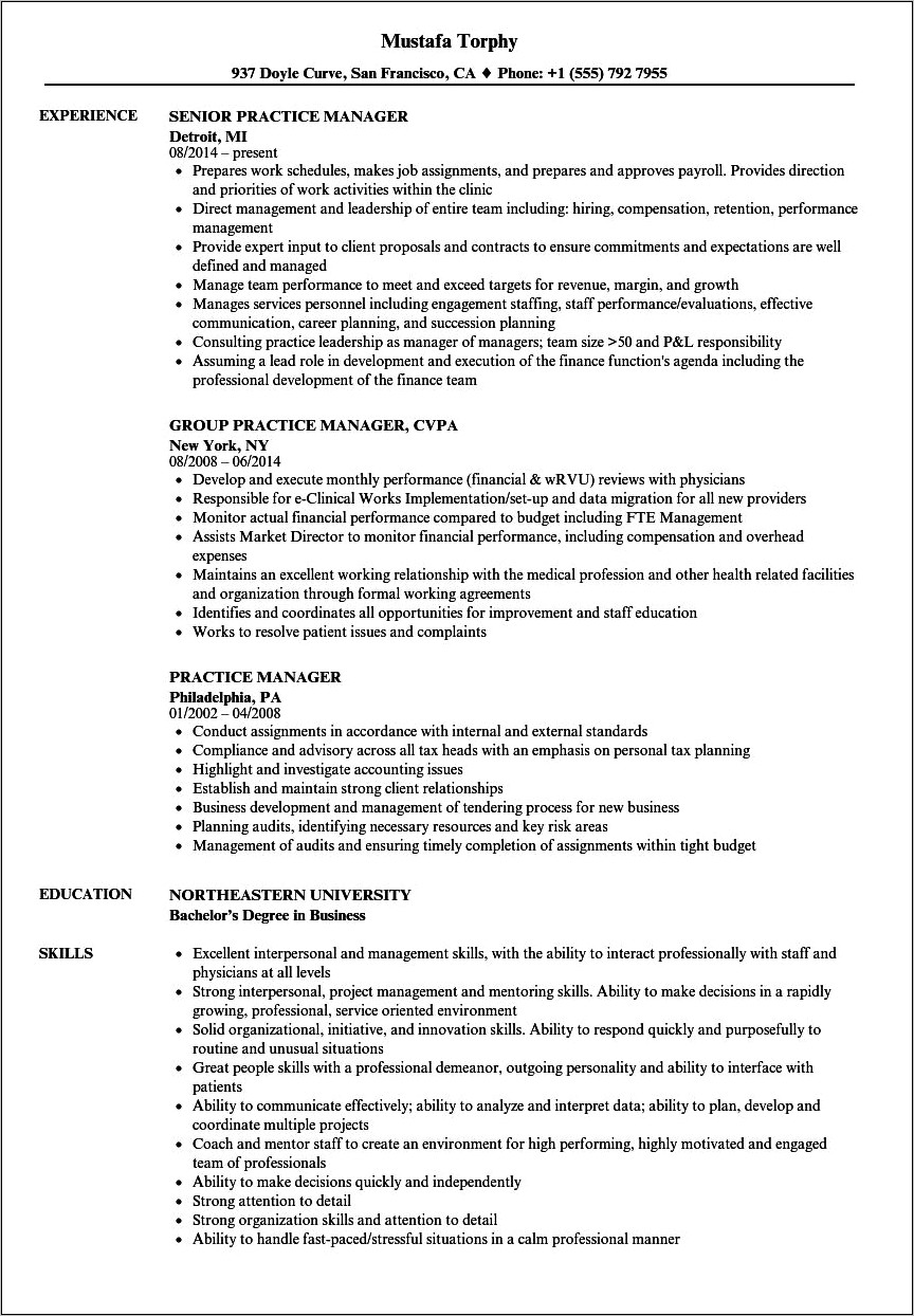 Resume Examples Of Sole Practioner