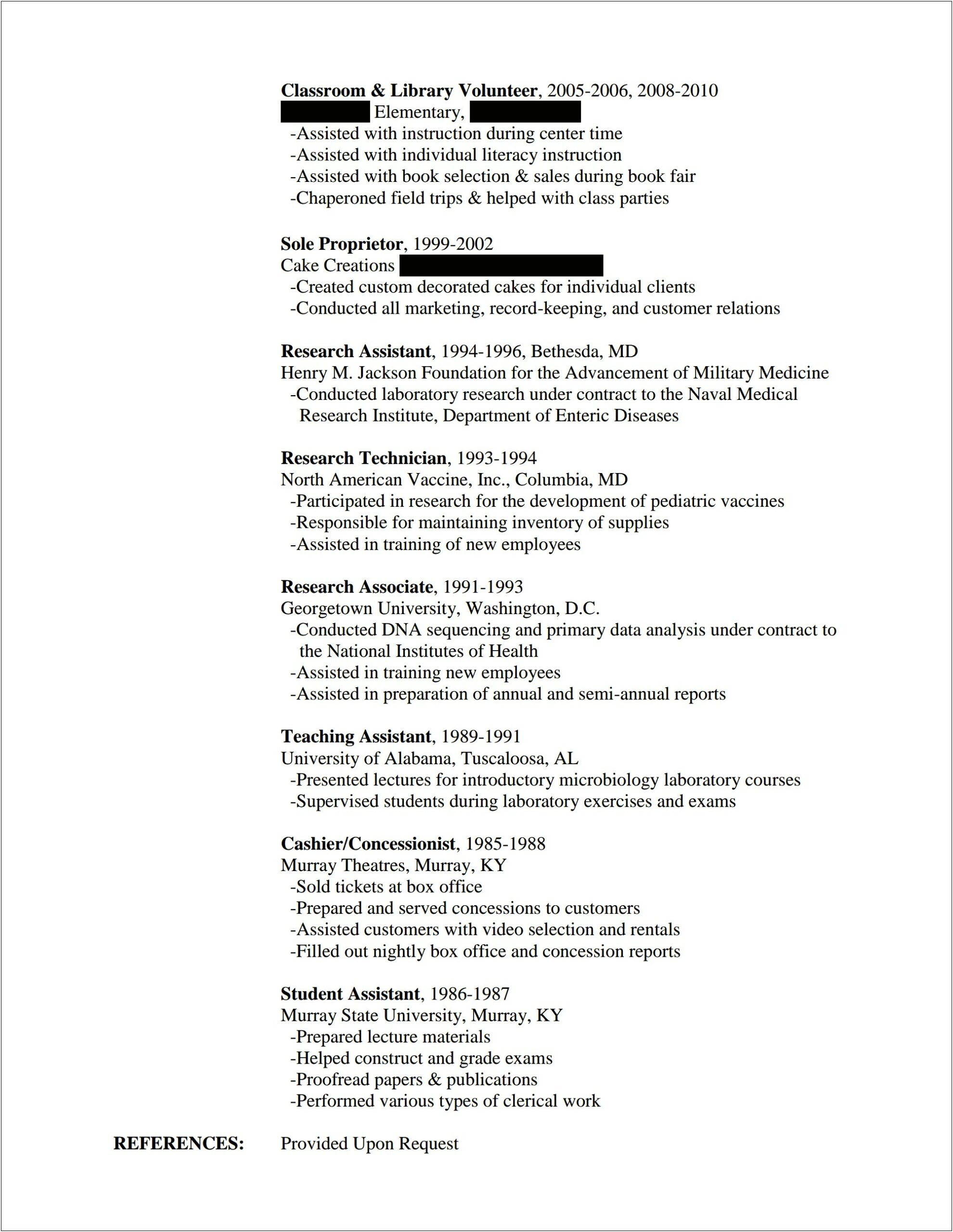 Resume Examples References Upon Request