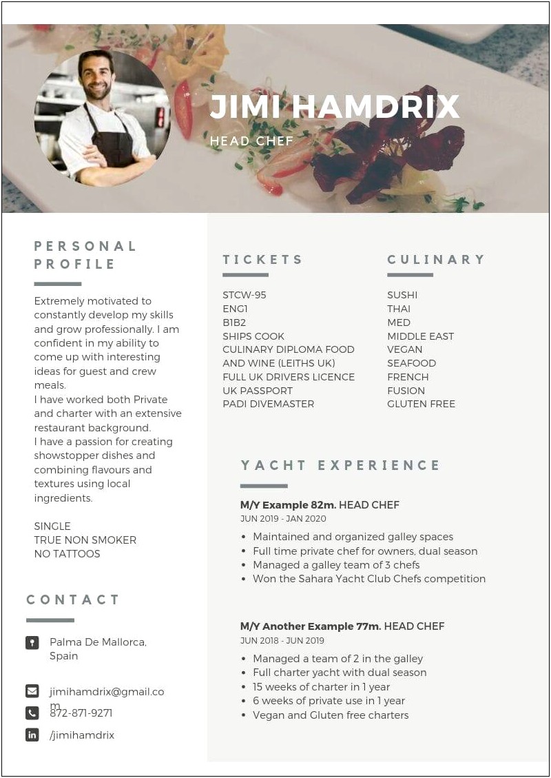 Resume Examples Skills For Chefs