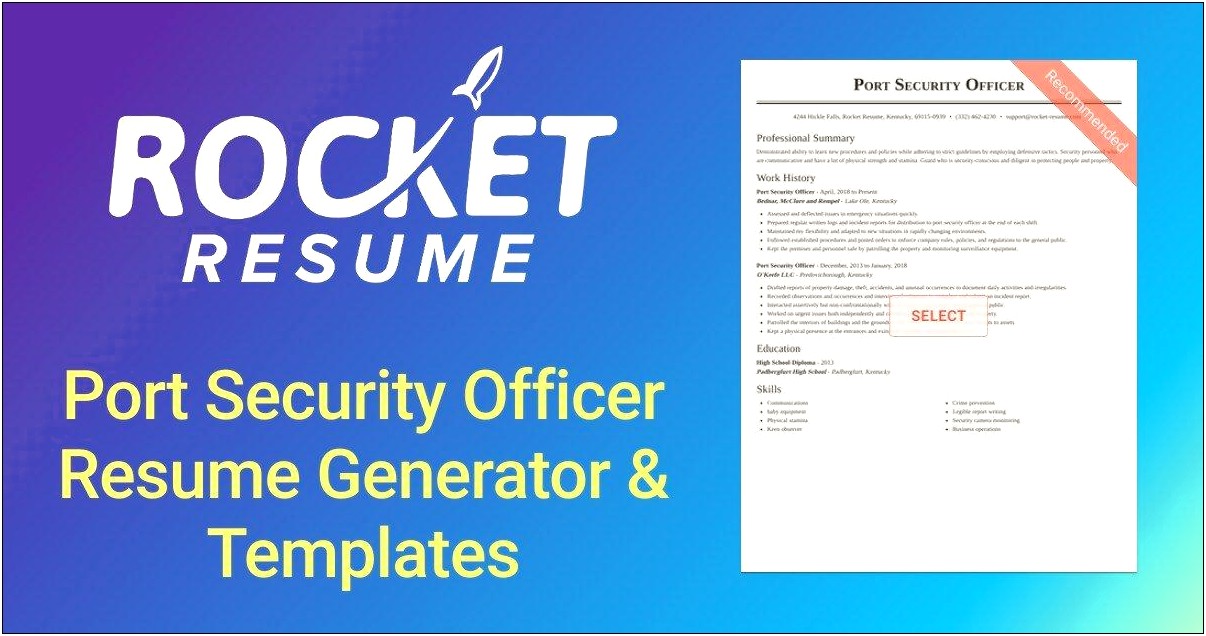 Resume Examples Summary Section Security Guard
