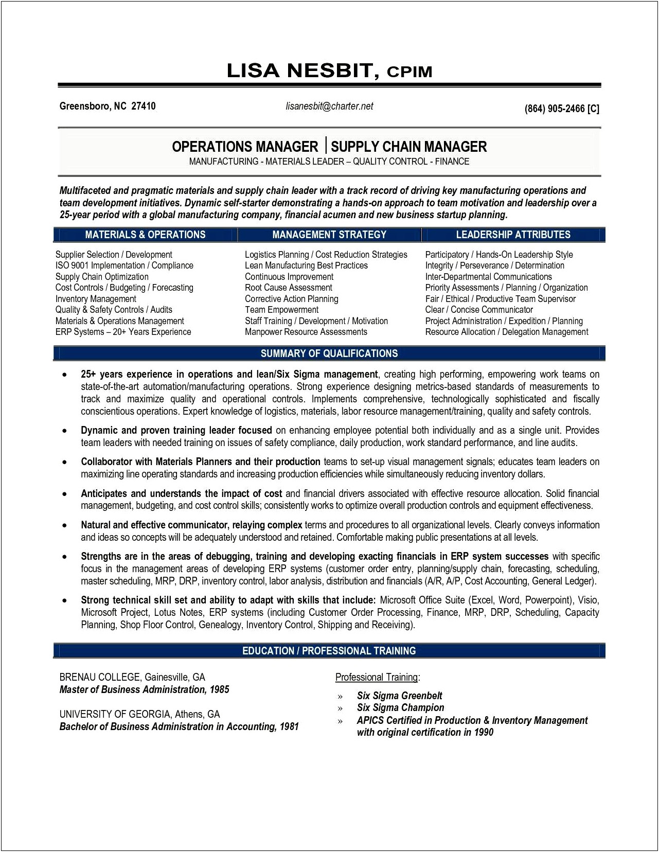 Resume Examples Supply Chain Management