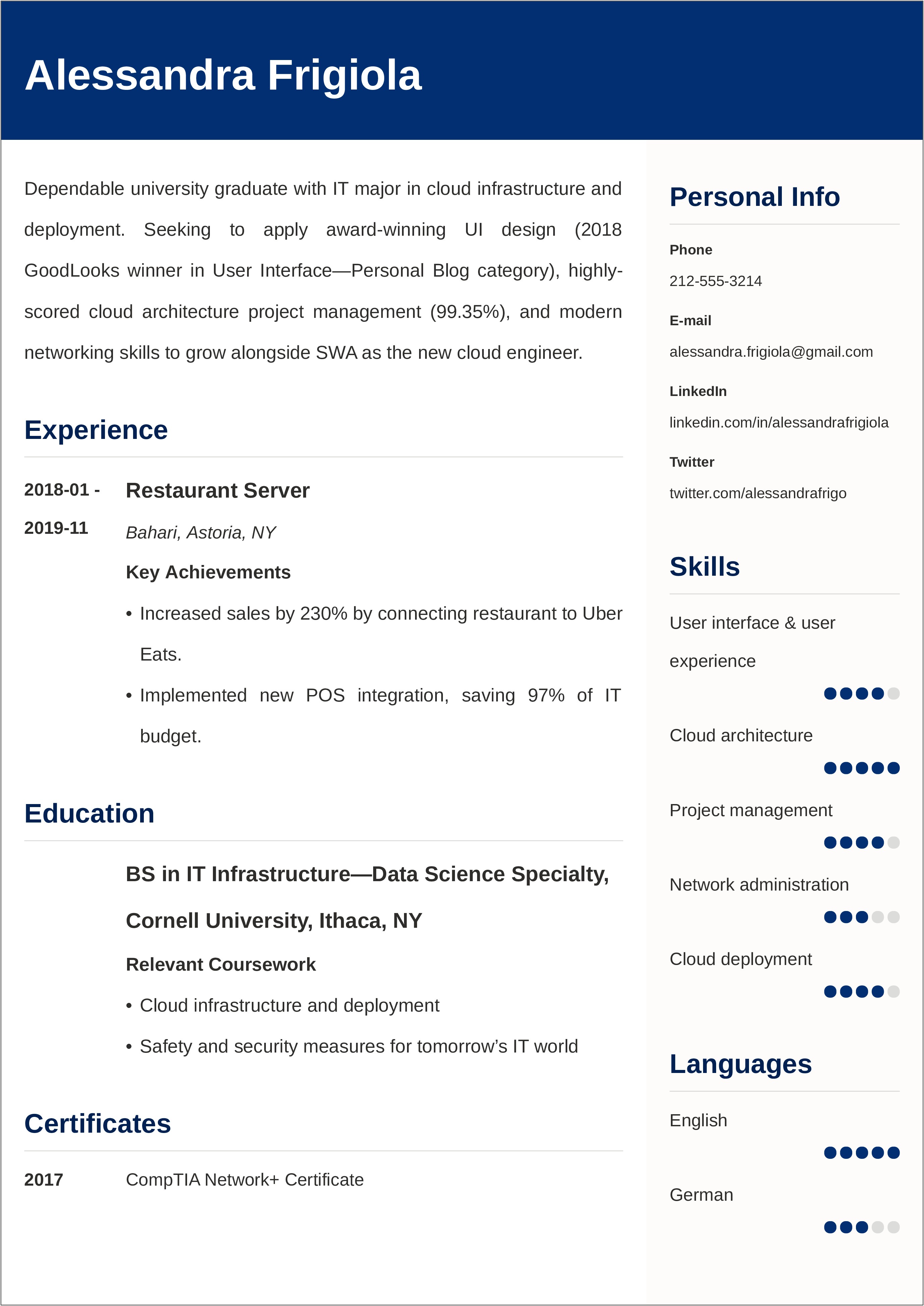 Resume Examples To Use About Me