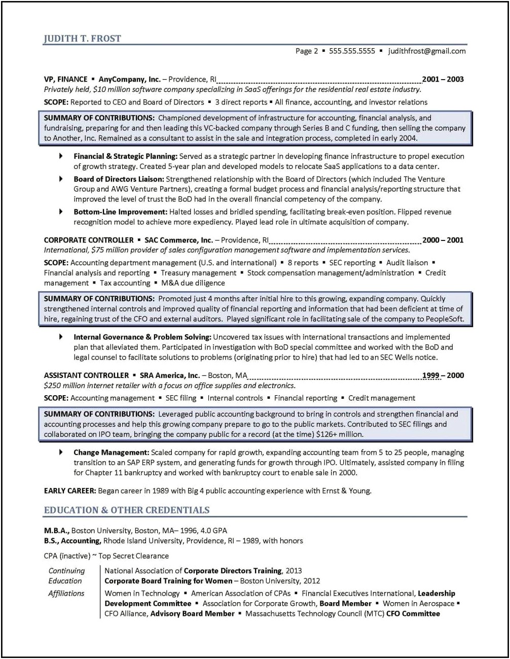 Resume Examples To Work For A Nonprofit