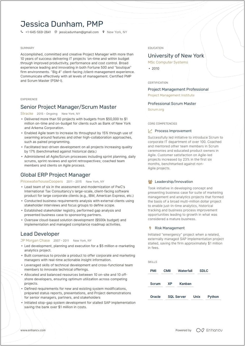Resume Examples With Masters Degree